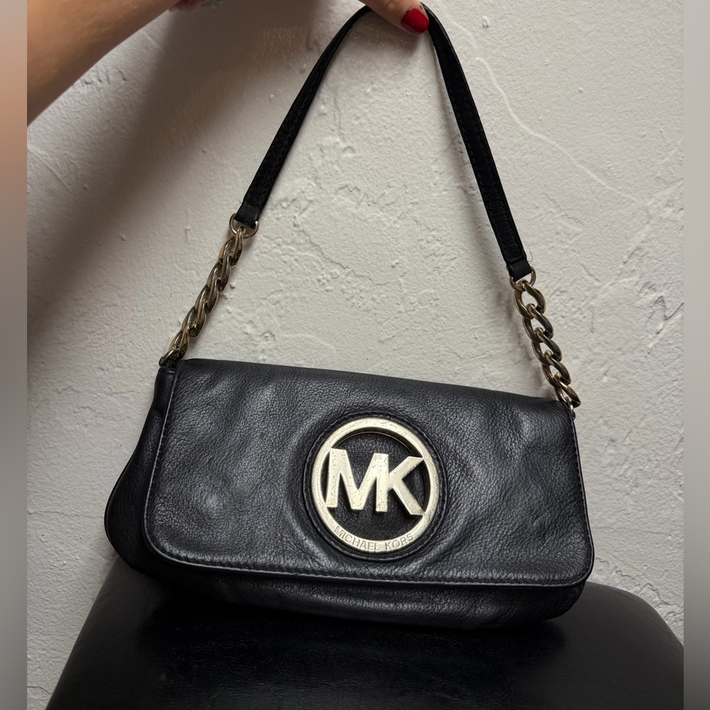 Y2K Michael Kors Black Shoulder Bag with Gold Chain